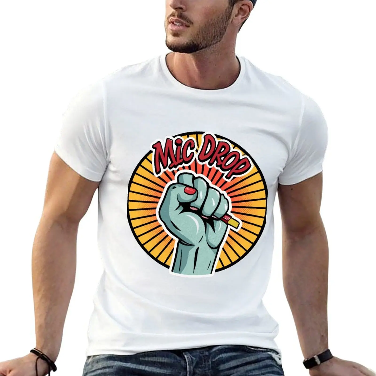 

Mic Drop Cartoon Fist Pop Art T-Shirt man t shirt heavy cotton t shirts designer T-Shirt