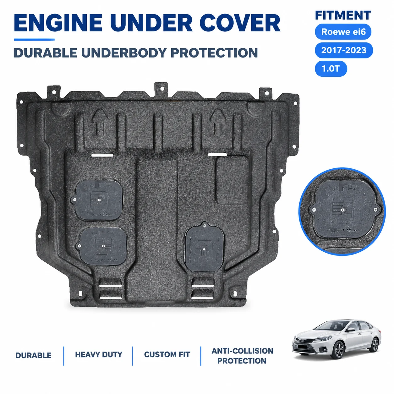 No Drilling Installation Chassis Bottom Protector For Roewe ei6 2017-2023 1.0T Ice Snow Guard Lower Engine Cover Custom Fit