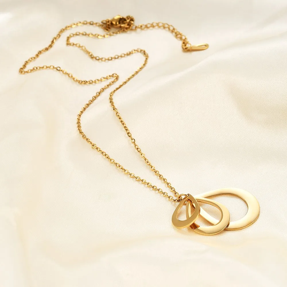 Fashion DIY Water Droplet Necklace Stainless Steel Customizable Laser Engraved Pendant Necklaces Collarbone Chain Couple Jewelry