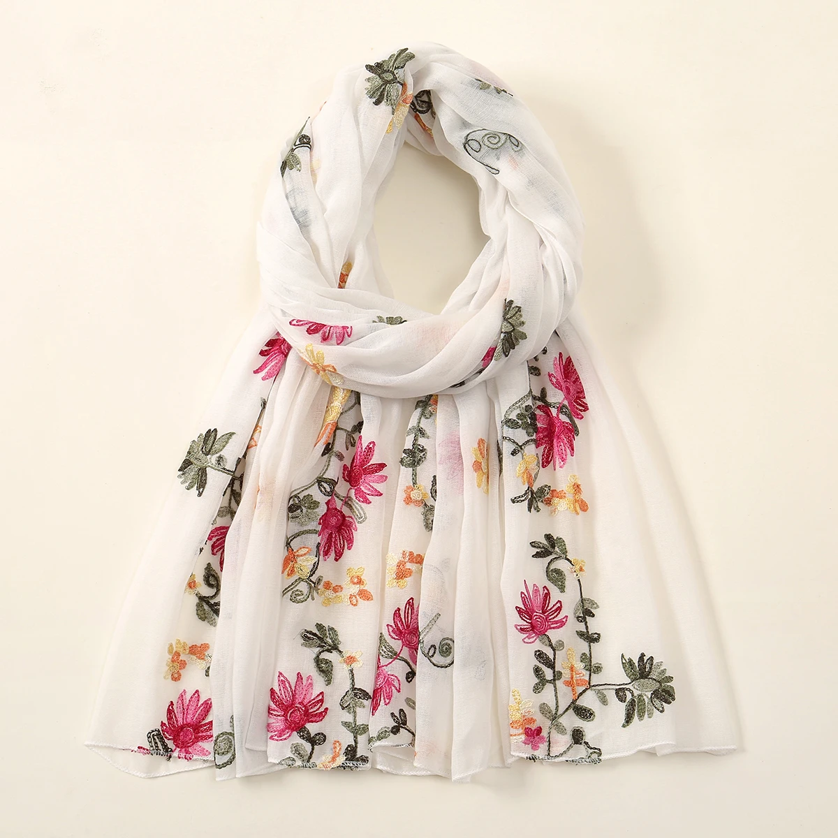 New Design Floral Embroidered Scarf Scarves Polyester Long Snood Scarf Fancy Echarpe High Quality Scarf For Women 170*90cm