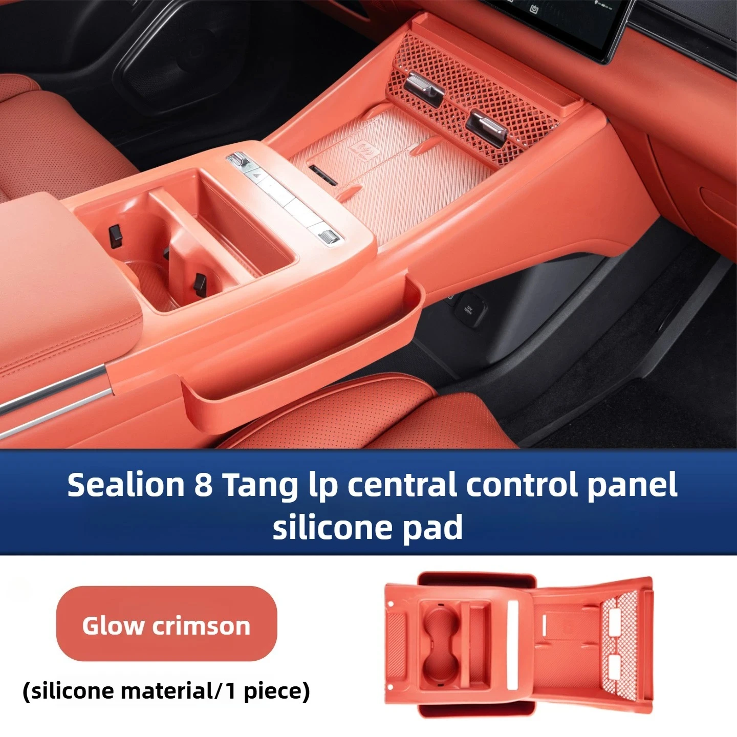 

For BYD Sealion 8 Tang L DM/EV Car Central Console Silicone Pad Anti-Scratch Gear Panel Protective Cover Cushion w/ Storage Box