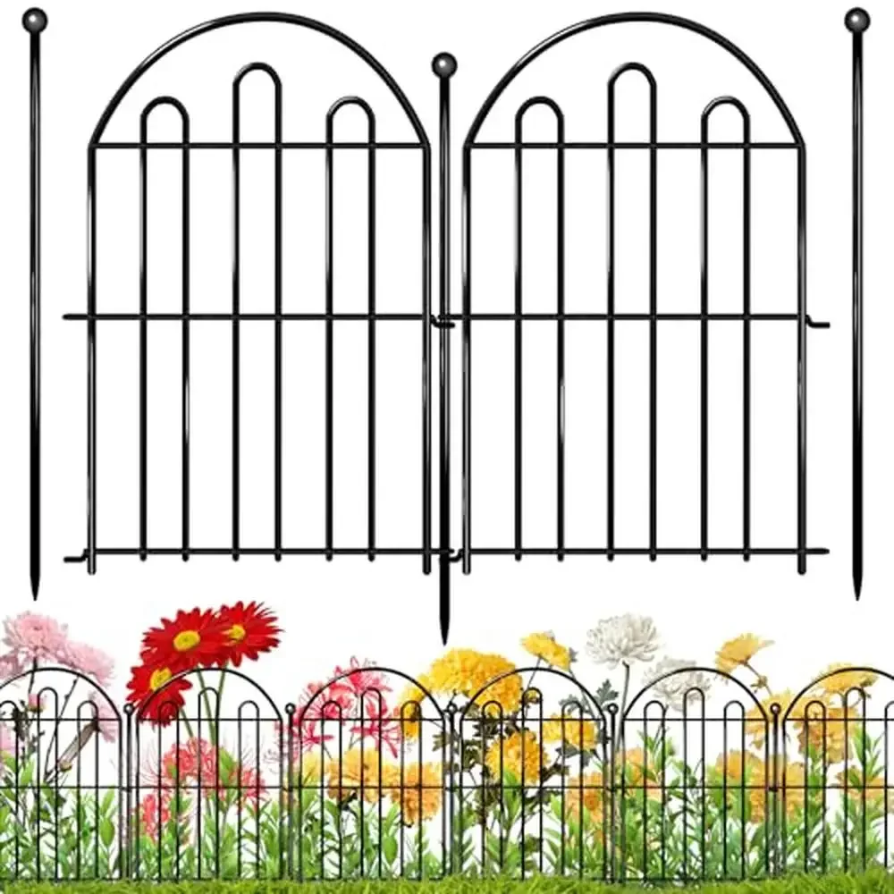 

Упаковка из 26 декоративных садовых барьеров, арочный дизайн, нержавеющий металлический бордюрный кол для животных, комплект 26 дюймов x 28 футов, простая установка