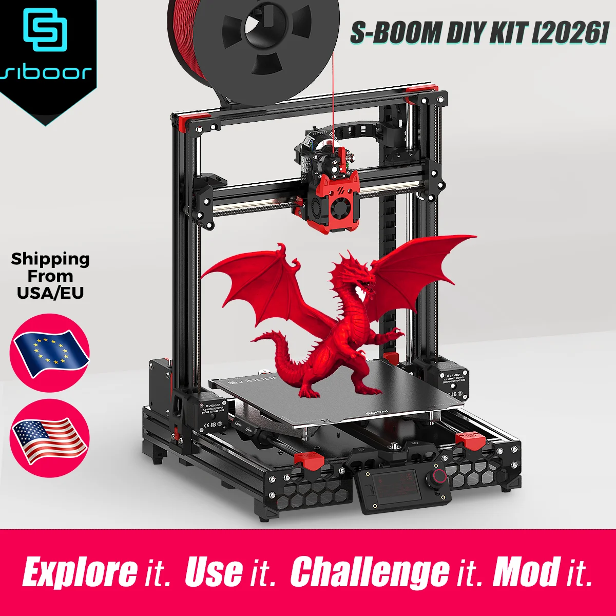 

3D-принтер SIBOOR BOOM CoreXZ с быстрой печатью, автоматическим выравниванием, DIY-комплект FDM, 220 x 220 x 220 мм