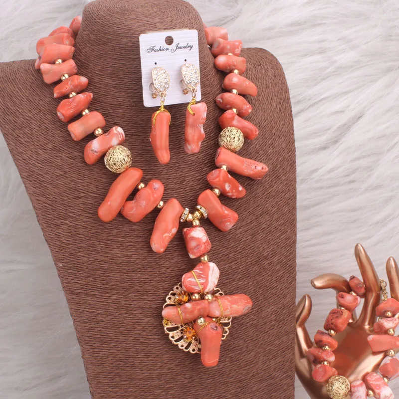 Dudo Real Coral Beads African Beaded Jewelry Set 2024 Fashion Jewellery