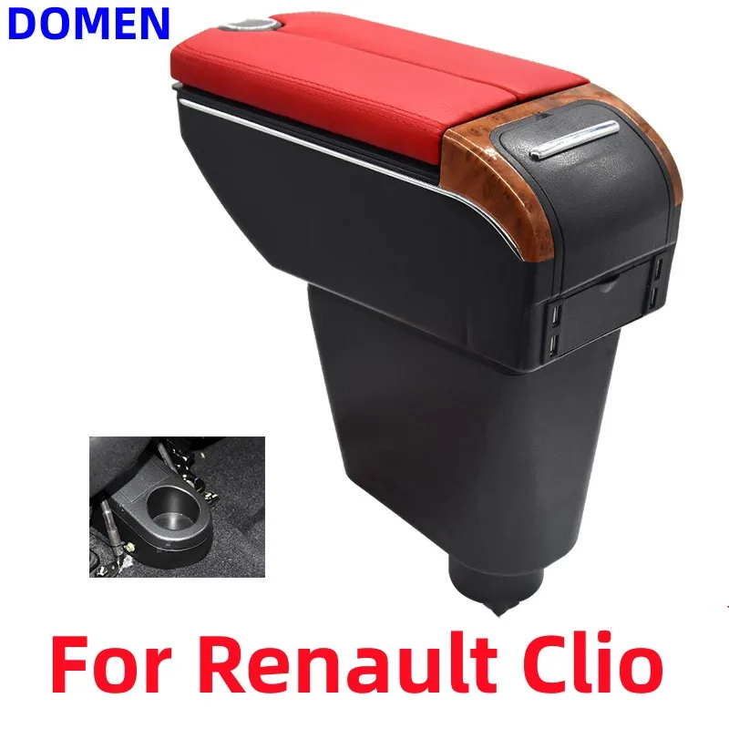 For Renault Clio Captur Clio2 clio3 clio 4 Clio RS Captur Armrest box Double doors open 7USB Centre Console Storage Box Arm Rest