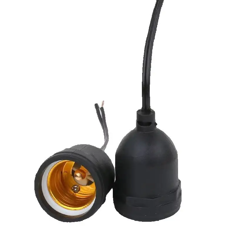 1pcs Black Yellow Waterproof E27 Screw Lampholder Chandelier Home With Wiring Outdoor High Temperature Waterproof Lamp Head Base