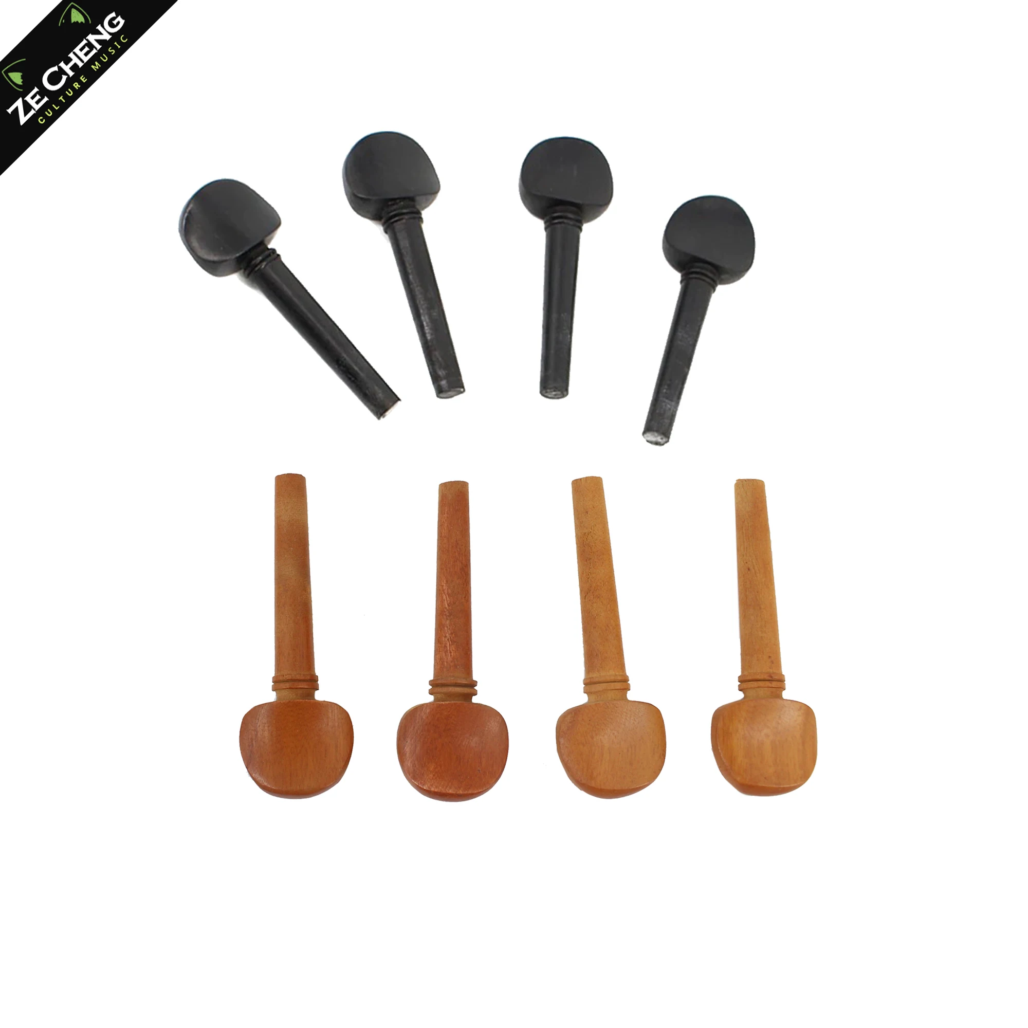 4Pcs/Lot 3/4 4/4 Black Ebony Jujube Wood Violin Tuning Pegs Inlay Shell with Open Holes Highly Effective in Pitch Tuning
