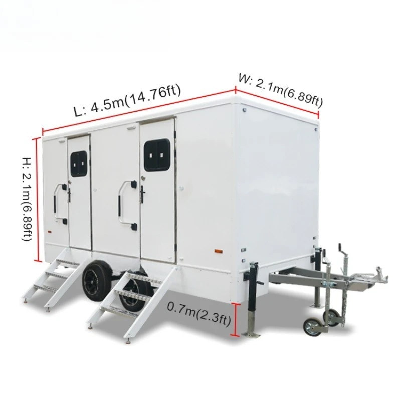 Mobile Toilet Outdoor Portable Toilets Trailer 2 Stall Portable Restroom Trailer