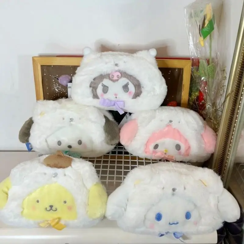 

Sanrio Large Capacity Pencil Case Kawaii Cross Dressing Panda Kuromi Pochacco Multifunctional Makeup Bag Fashionable Zipper Bag