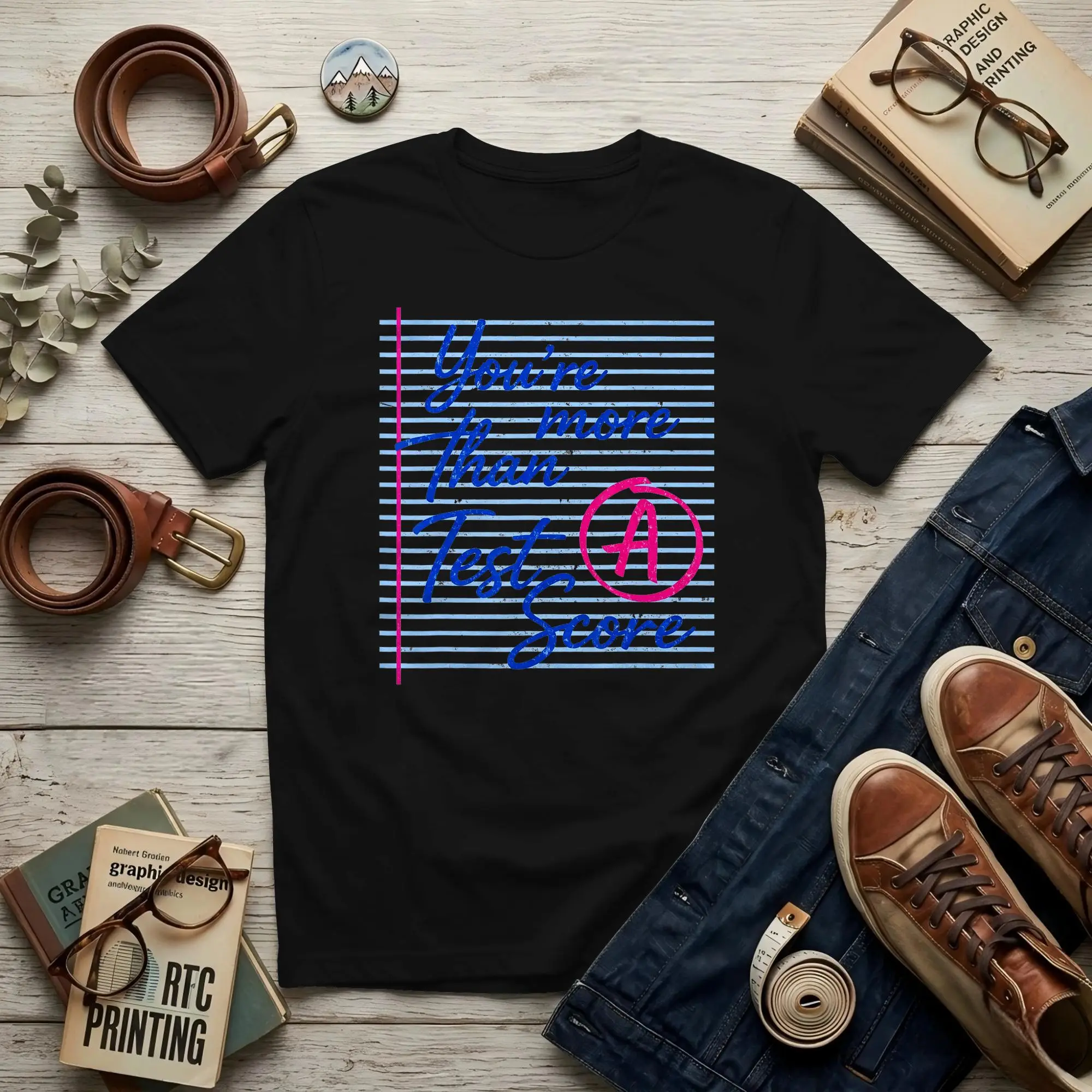 More Than A Test Score Test Day Men's T Shirt Test Novelty Tee Shirt Short Sleeve Round Collar Pure Cotton Printed Clothing