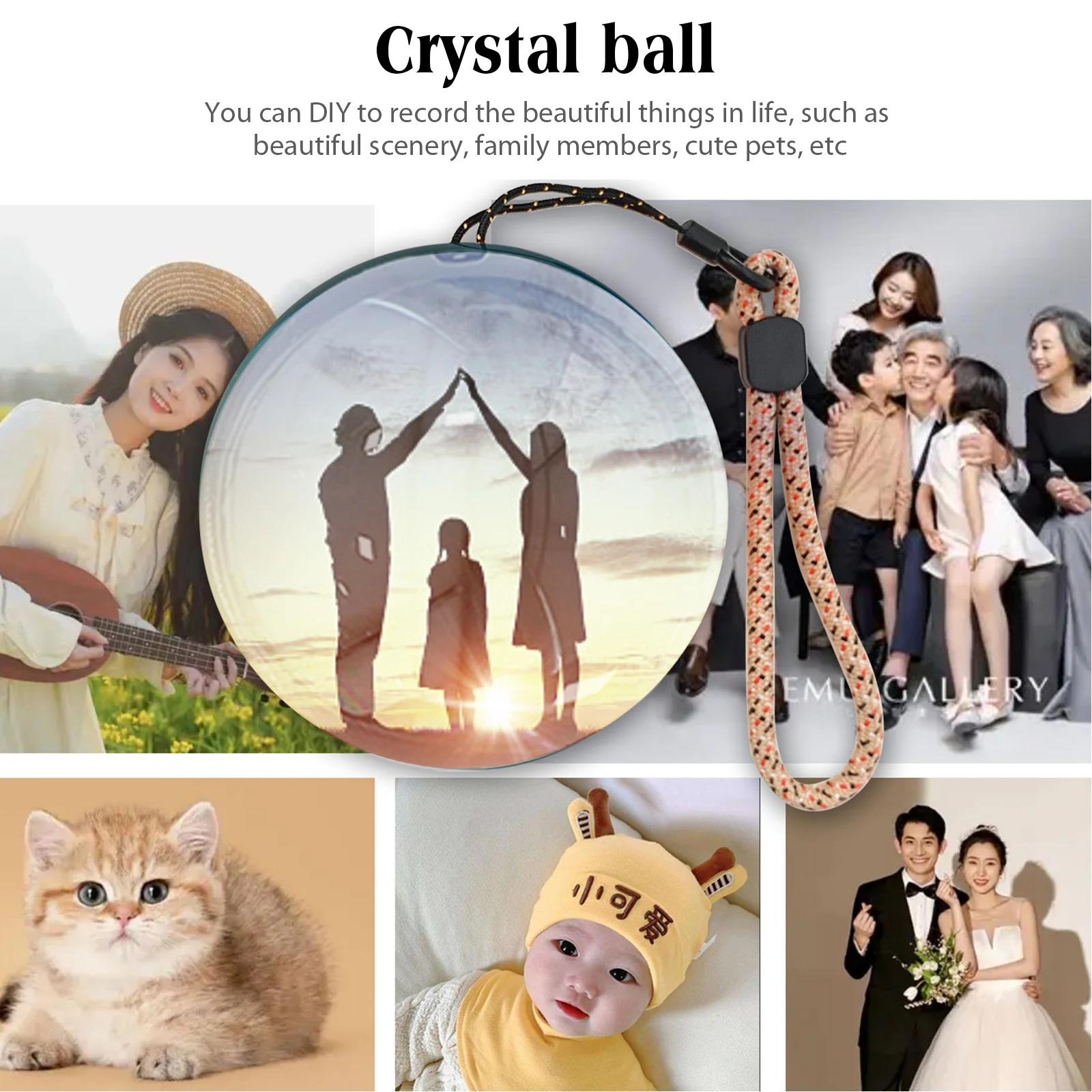 3D Video Crystal Ball Multicolor Base Upload Videos Photos Memory Sphere Lamp Gift for Birthday Wedding Xmas Valentine