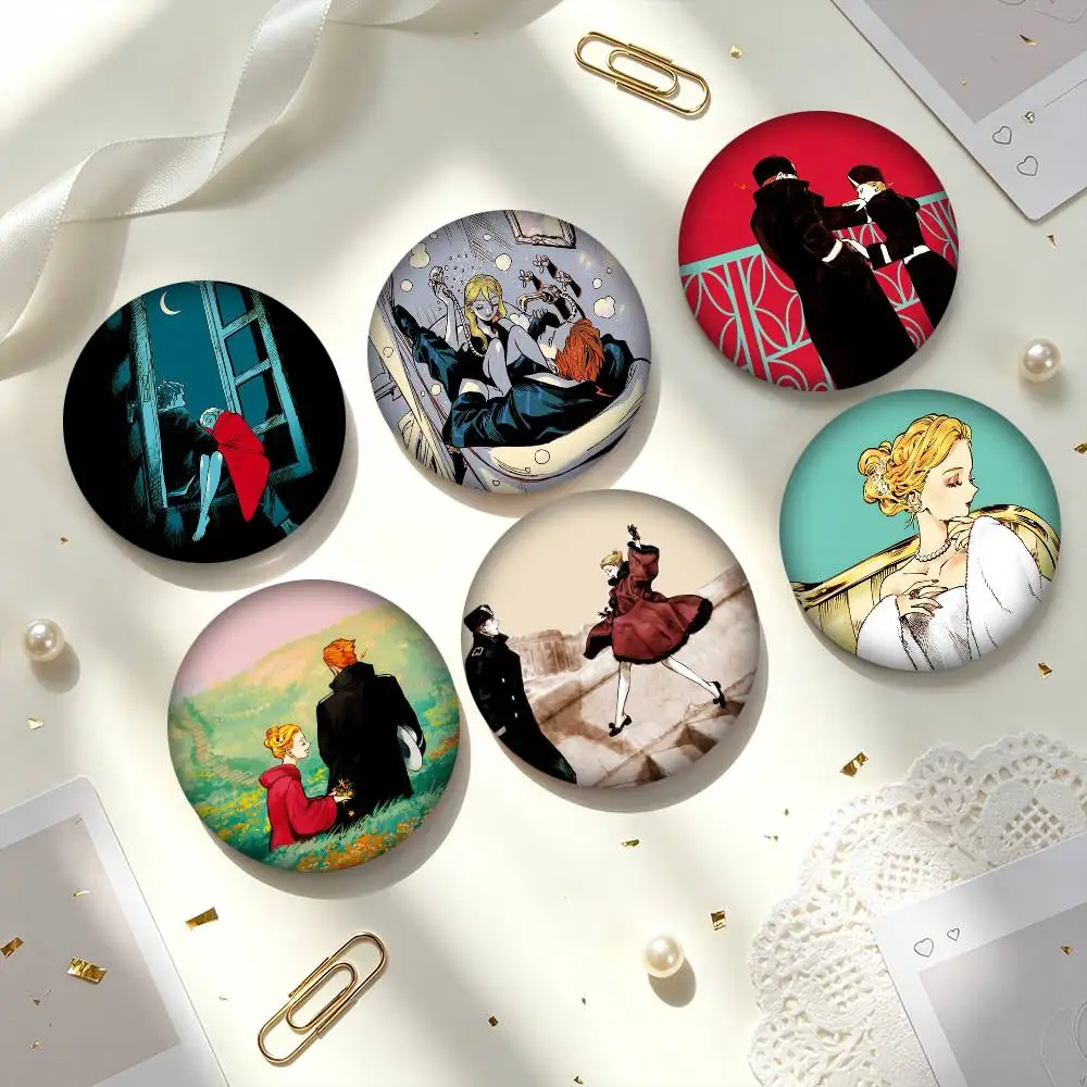 V-Veil Emma Aleksander Manga  25 32 44 58 75mm Badges Personalized Round Brooches Pins Accessory Gift