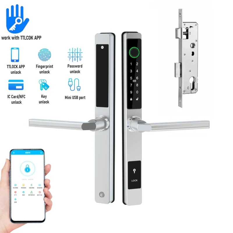 

TTlock Smart Lock Waterproof Outdoor Aluminum Door Lock Fingerprint Bluetooth APP Digital Code Biometric Electronic Smart Lock