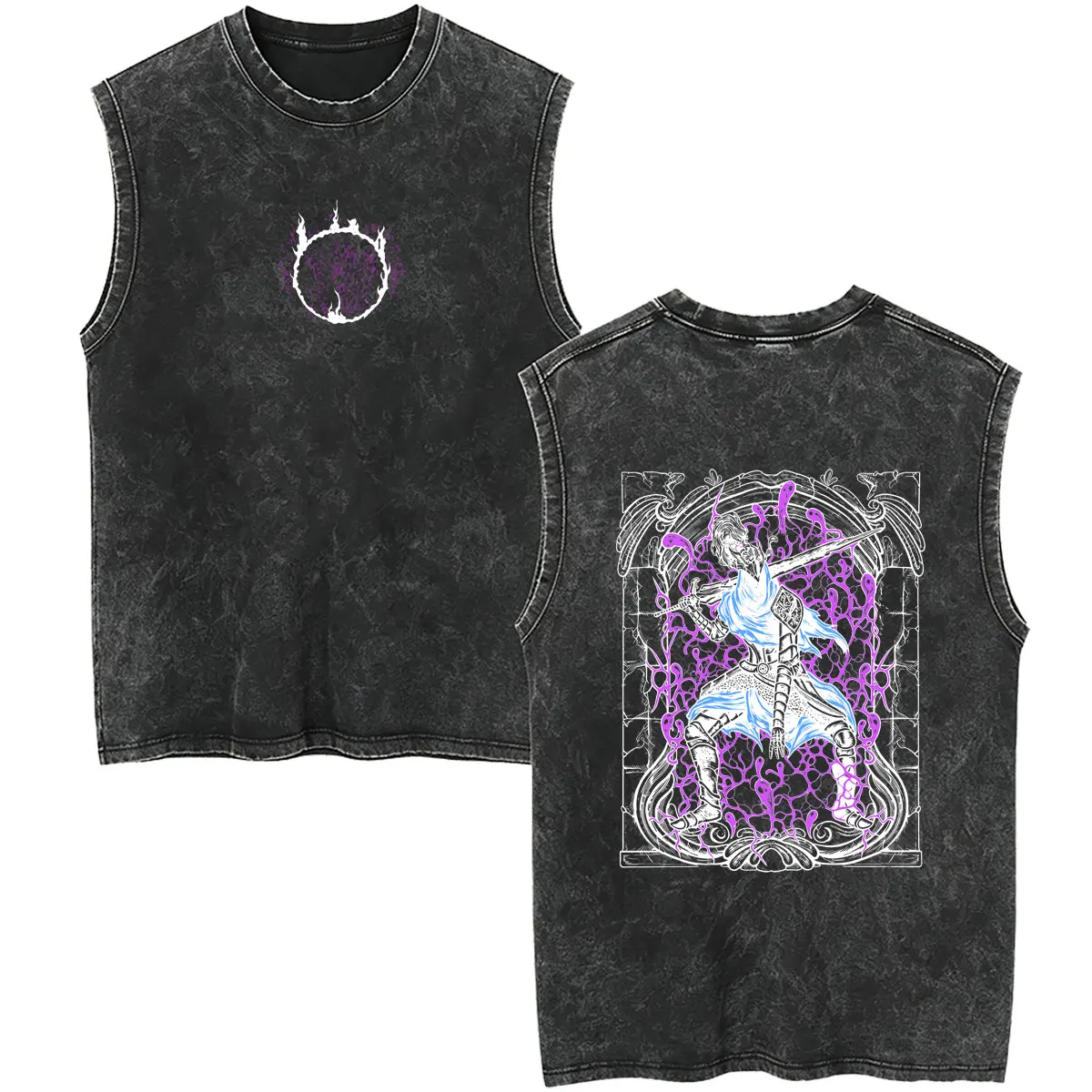 Washed Vintage Game Dark Souls Merch Tank Tops Retro Gothic Rock Sleeveless Vest Male Fashion Punk T