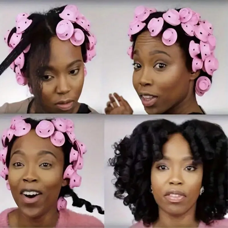 Zestaw wałków do włosów w kształcie grzybków |   Miękkie silikonowe wałki do kręcenia włosów, antypoślizgowe |   Delikatne formery falujących do stylizacji nocnej |   Łatwy w montażie termoaktywny element DIY