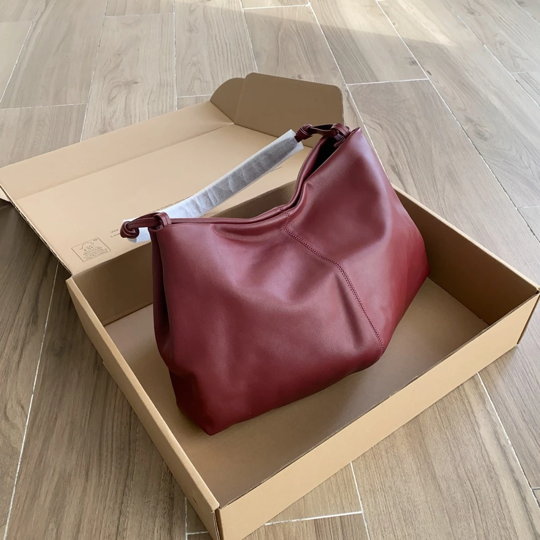 Imported Italian Lambskin Cloud Pleated Red Armpit Bag Women Bag