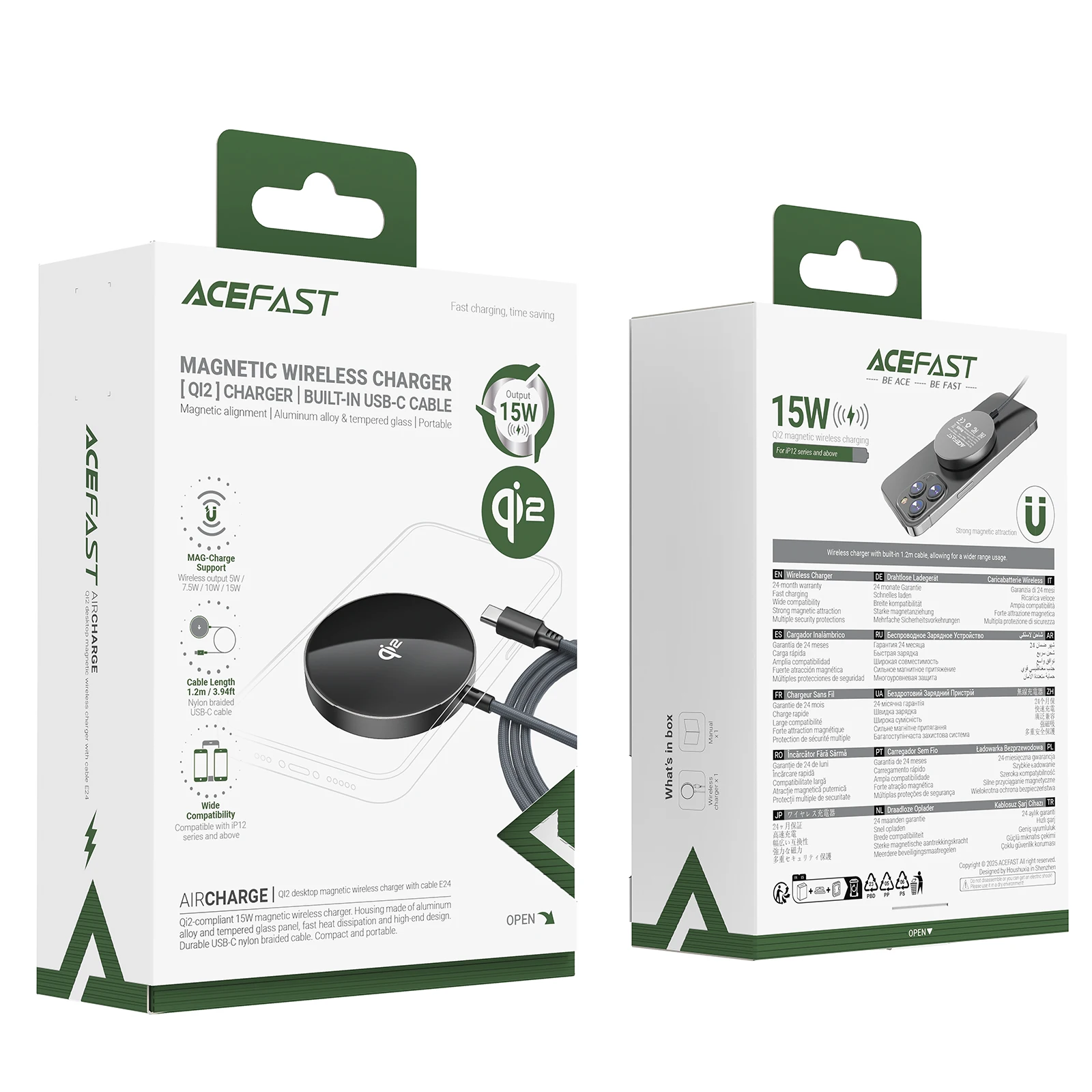 ACEFAST 15W Qi2 Bantalan Pengisi Daya Cepat Magnetik Nirkabel untuk iPhone 16/15/14/13/12 Pro Max Pengisi Daya Nirkabel Desktop untuk Airpods Pro