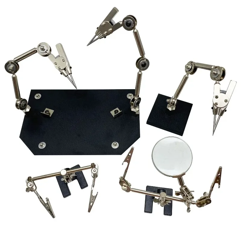 Welding jig holder with magnifying glass, soldering iron holder welding chain clip