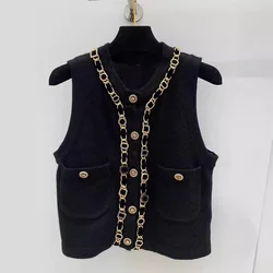 24 C New Knitted Wool Vest Cardigan High Quality Design Stylish Luxury Brand Vintage Fashion Style Vest Sweater Stretch Slim-fit