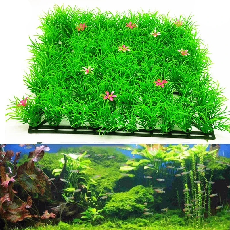 Artificial Green Grass Plant Lawn Turf Aquatic Aquarium Fish Tank Decor Fake Moss Aquarium Ornaments Aquarium Supplies