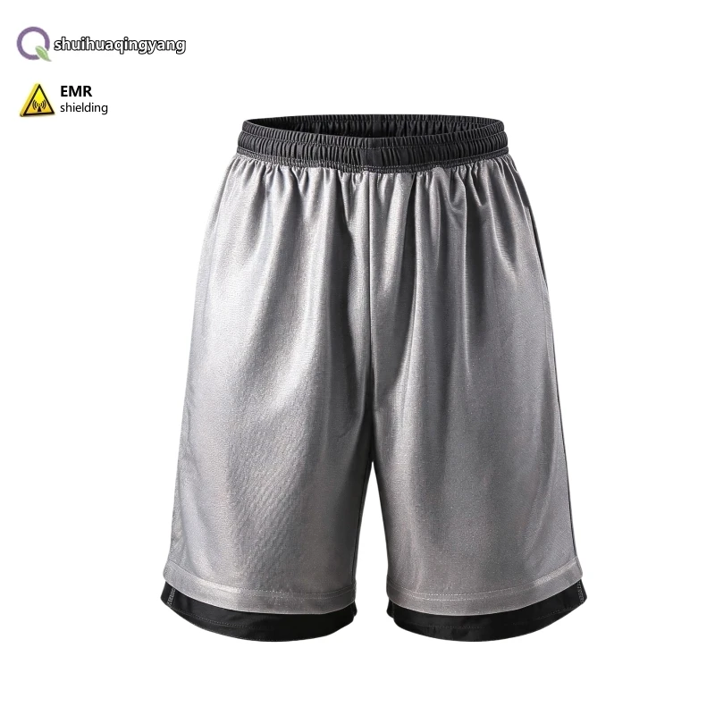 5G EMF shielding Clothing Adult Radiation Resistant double-layer Shorts 100% Silver Fiber Lined Unisex Home knitted Shorts