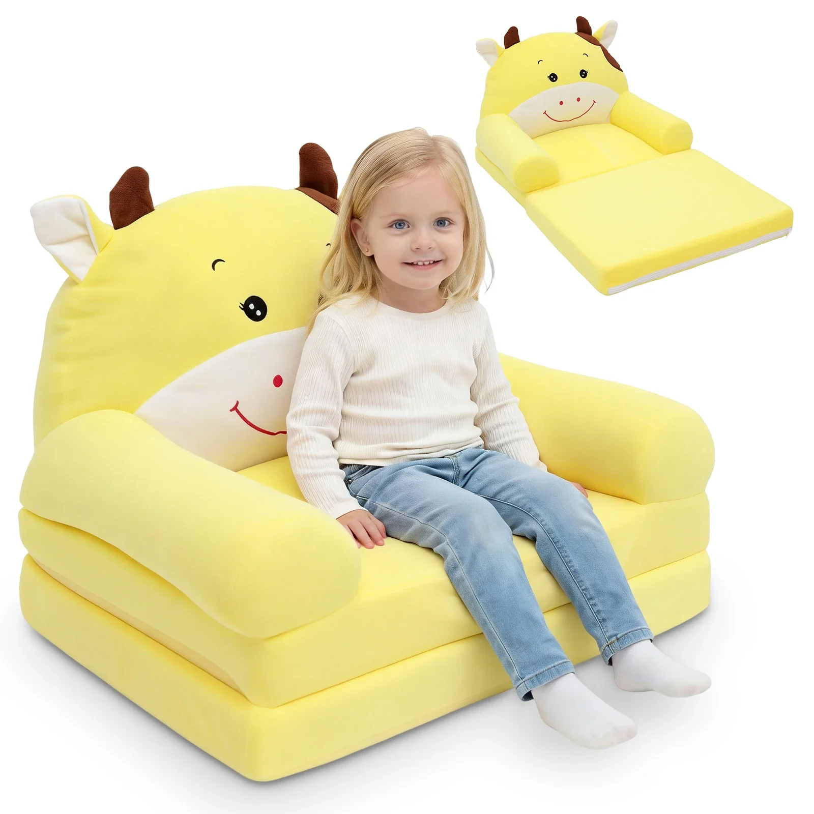 

Kids Sofa Bed Foldable Multi-Layer Toddler Couch Back Chair Plush Baby Lounge Chair Portable Lazy Children'S Sofa Cushion