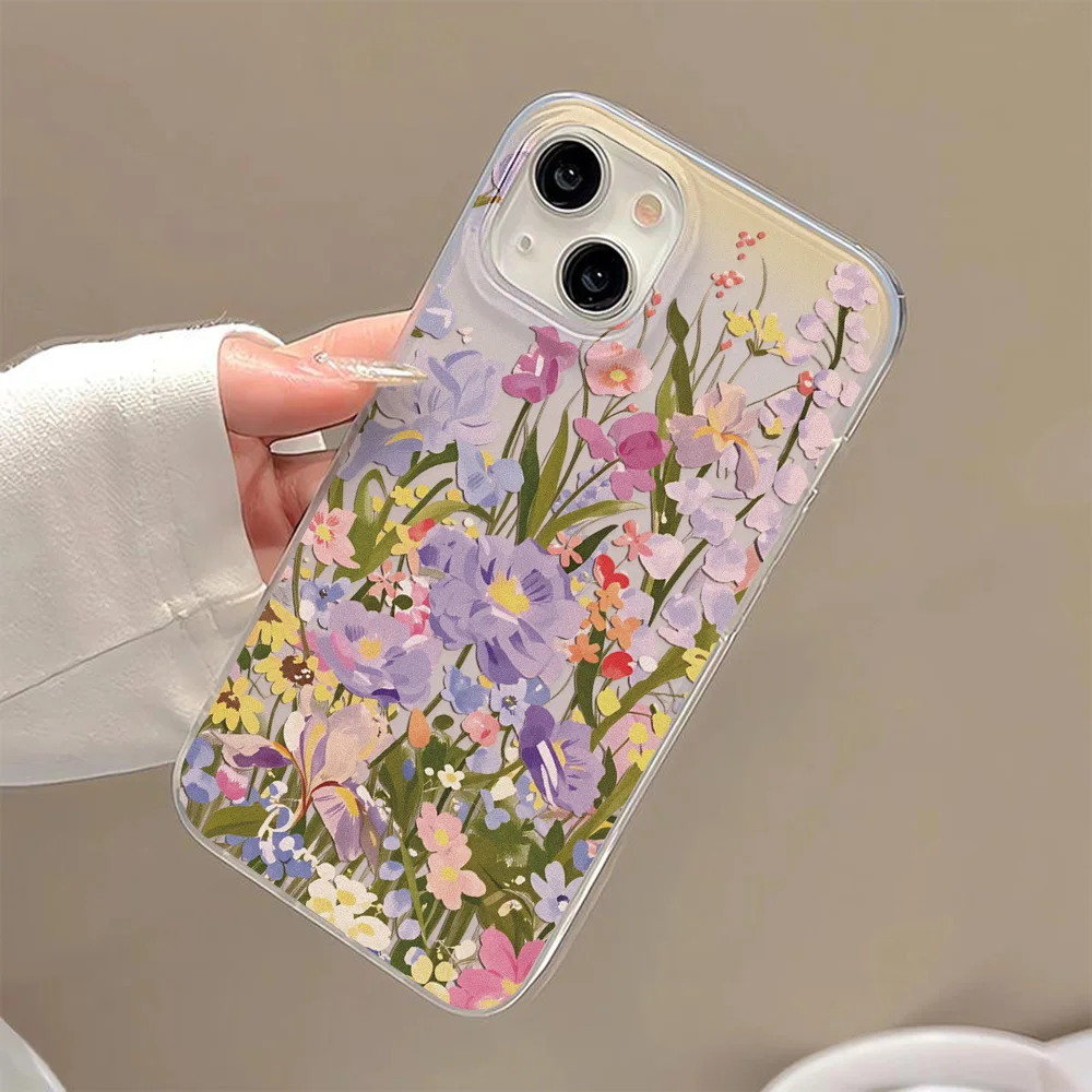 Colorful Flowers Phone Case For iPhone 18 17 Air 16 Plus 15 13 11 12 14 17 Pro Max Clear Slim Silky Skin Soft Durable Cover