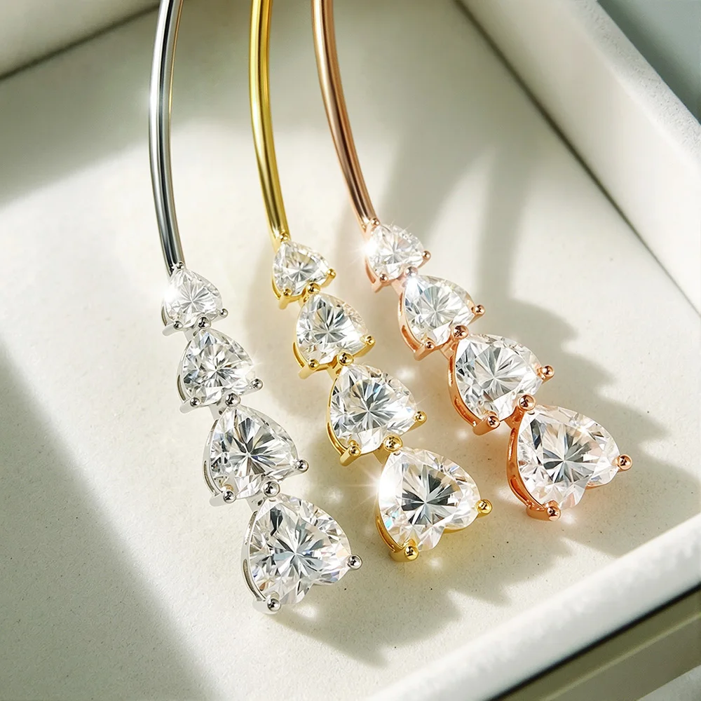 TBCYD Heart Cut Moissanite Choker Torques Chokers Necklace for Women Girl Gift S925 Silver Adjustable Fine Jewelry Gift