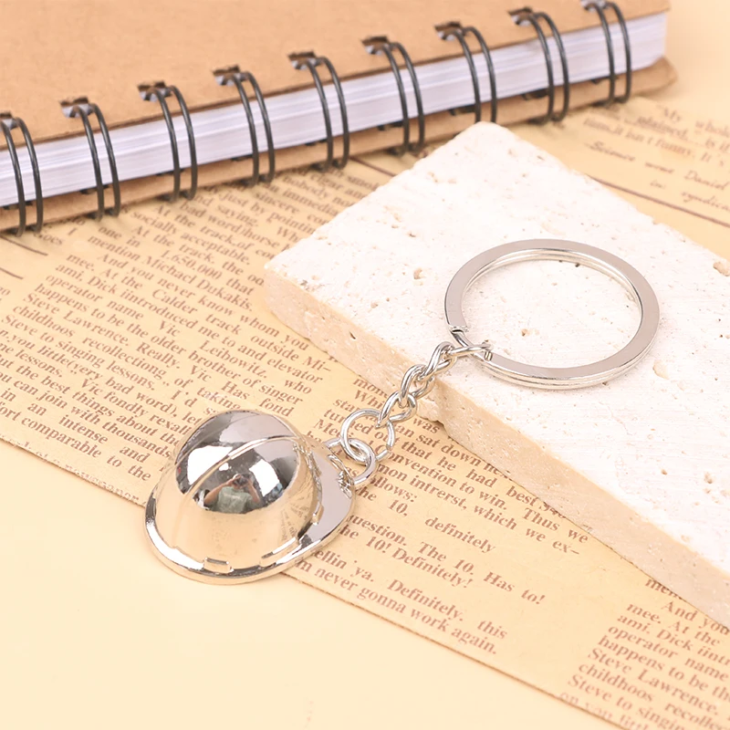 New Mini Metal Hard Hat Keychain Creative Simulation 3D Helmet Event Holiday Practical Gift Pendant Safety Protection