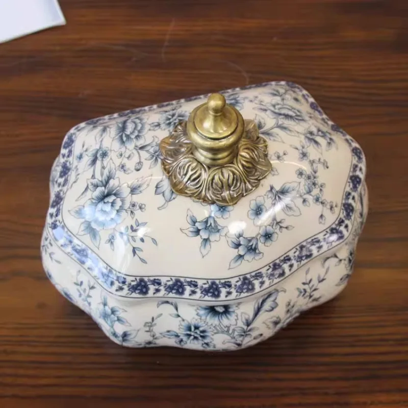 American ceramic storage tank, new Chinese European decorative candy snack box, jewelry storage box handicraft ornament