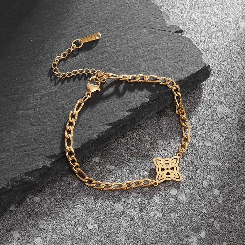 Witchcraft Irish Celtic Knot Charms Bracelets Stainless Steel Witch Knot Chain Bracelet Women Men Vintage Love Jewelry Gifts - view 2