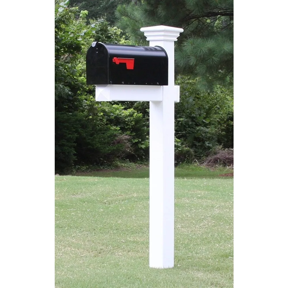 The Buchanan Vinyl/PVC Mailbox Post (Includes Mailbox) Complete Decorative Curbside Mailbox System with Classic T