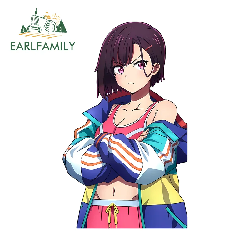 EARLFAMILY Mikazuki Shizuka Car Decal Cute Amusing Anime Rearview Mirror Window Decals Waterproof Sunscreen Windshield Window