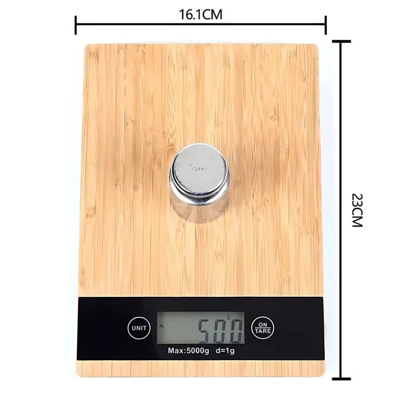 Bamboo Kitchen Scales, LCD Display, Digital Scales Up to 5 Kg, Kitchen Scales Baking, Cooking & Household Design