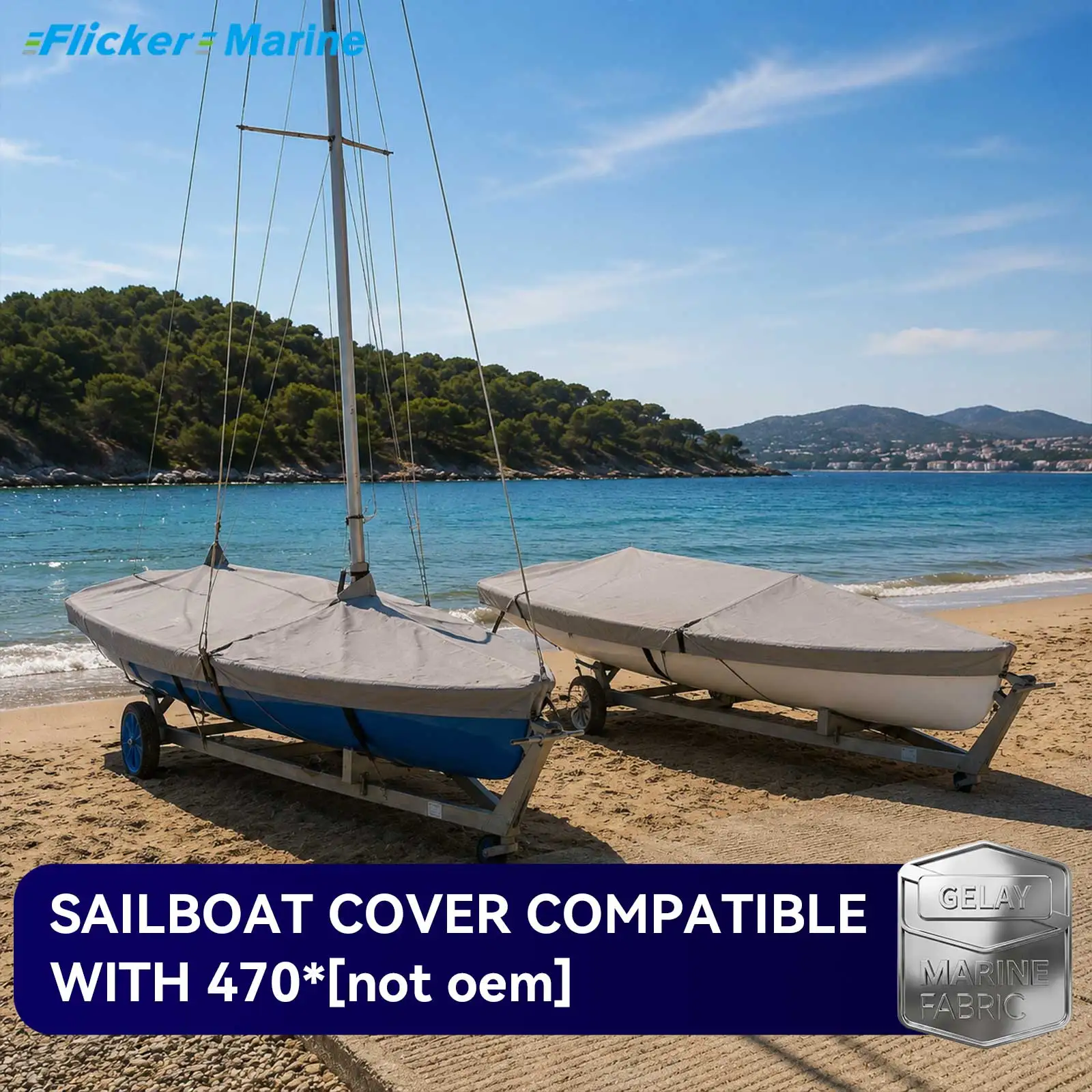 Classic Polyester Sailboat Cover Compatible with 470 Dinghy, 4 Colors, Durable UV Resistant Protective Boat Cover, 2 Sizes