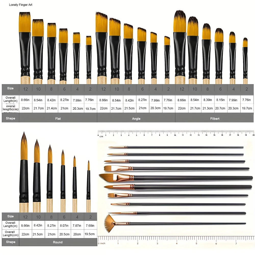 Set di pennelli Mix Head, 36 pennelli per capelli in nylon per acrilico, olio e guazzo, corpo, viso, nail art, perfetti per bambini e adulti