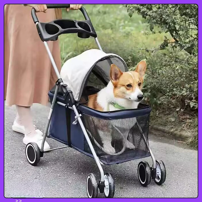 

Pet Stroller Lightweight Folding Walking Pet Carrying Bag Outdoor Travel Breathable Meal Plate Dog Cat Trolley for Small Dogs