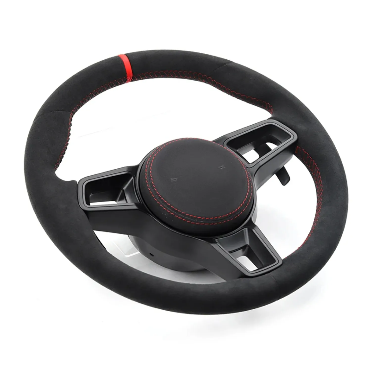 Forged Carbon Fiber Flat Bottom Sport Steering Wheel with Red Stitching, Auto Interior Modified Replacement Parts For Porsche 911 view 3