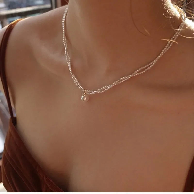 

Shi Jia Highlight Imitation Pearl Necklace Women Double Rub Around Small Pearl Water Drop Neck Chain Internet Celebrity Blogger