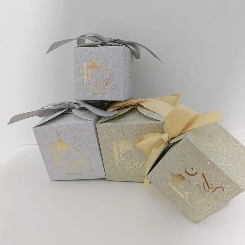 

Eid Mubarak Candy Box Gold Silver Party Gift Box Snack Box Eid Mubarak Decoration for Home Ramadan Mubarak Eid