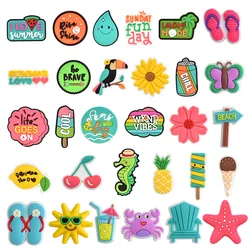 1Pcs  PVC Summer Beach Ice Cream Cactus Shoe Charms For Crocs Shoe Accessories Decoration DIY for Shoes Charm Fit Wristbands