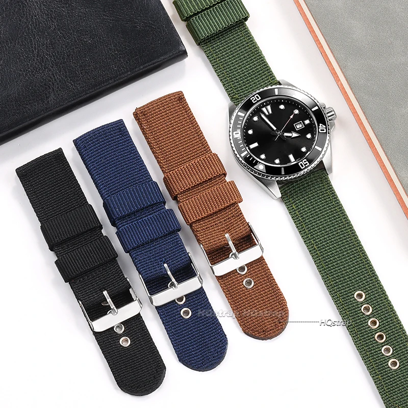 สายนาฬิกาไนลอนสีน้ําตาลสีเขียว - Nylon Nato Strap บทวิจารณ์และราคา