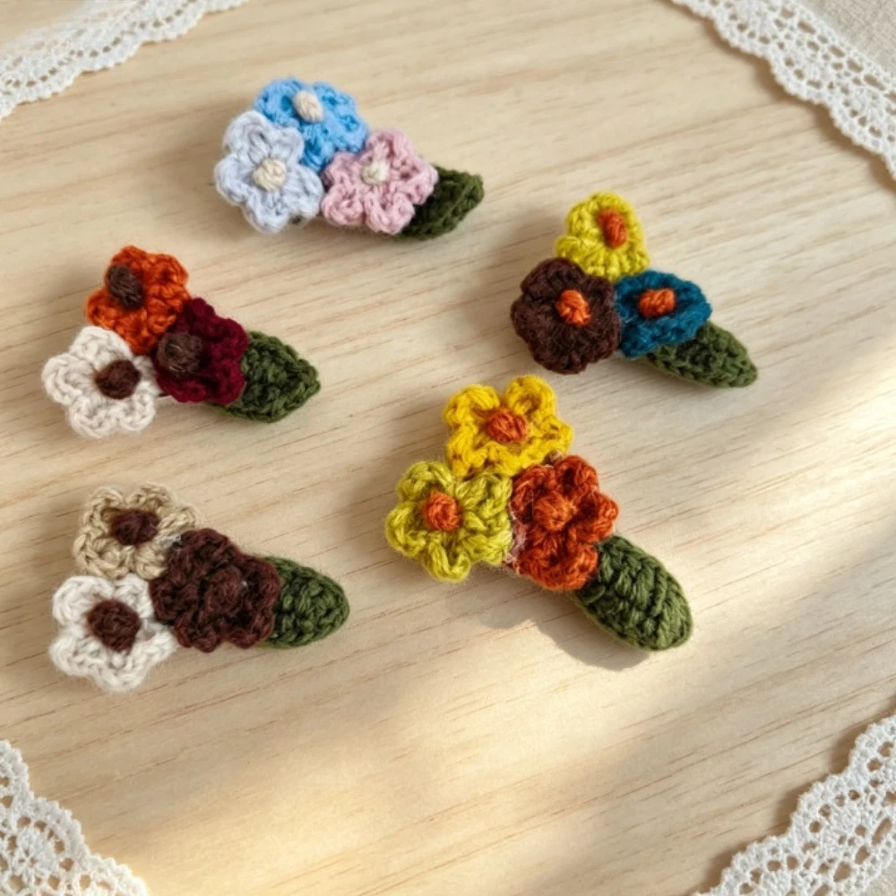 Versatile Floral Patchwork Three-flower Woolen Brooch Plant Flower Pin Clothing Accessory Bag Diy Supplies