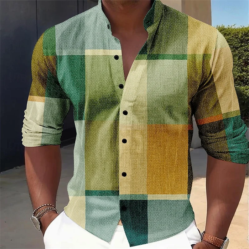 Camisa holgada de manga larga para hombre, Top de moda, selección de colores, empalme, primavera y otoño