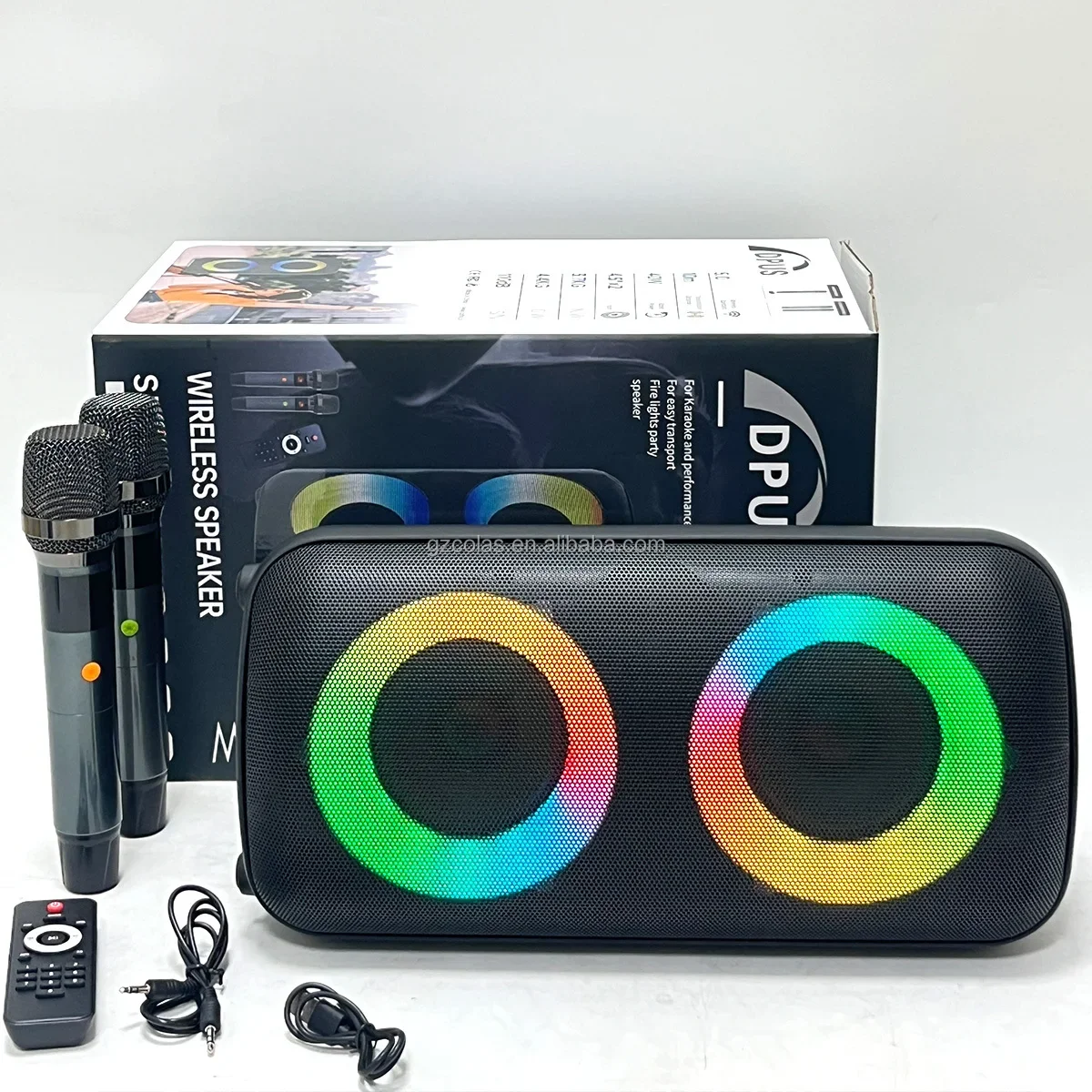 Altavoz portátil con luces led rgb, resistente al agua, sonido estéreo de Supergraves, gran potencia, calidad, buen precio, 110 partybox