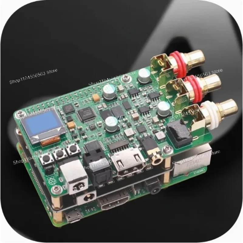ES9038Q2M DAC HAT for Raspberry Pi, HiFi Audio Decoder I2S Coaxial Optical Fiber DSD512 768kHz for Volumio Moode