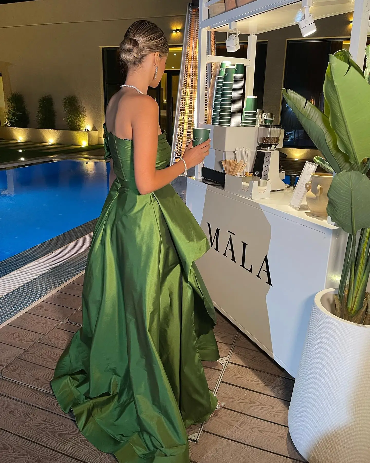 Jirocum Green Evening Dress Women's One Shoulder Side Split Prom Gowns with Floor Fold Sleeveless Elegant Party Dresses 2024