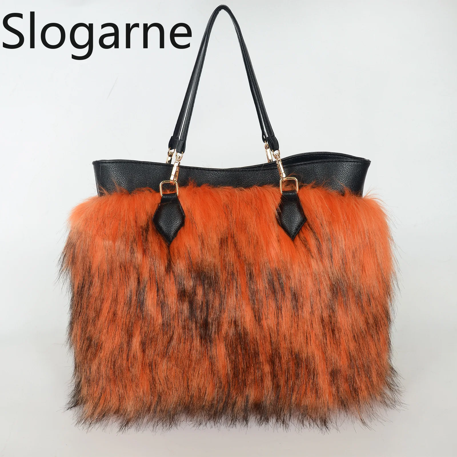 Frauen Große Kapazität Faux Pelz Taschen Damen Winter Mode Pelzigen Handtaschen Luxus Design Leopard Unterarm Tasche Flauschigen Schulter Tasche