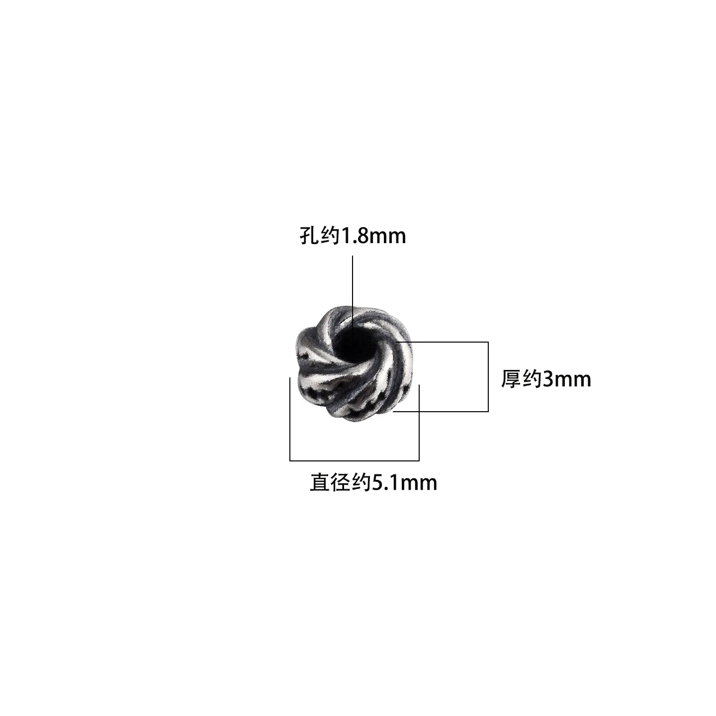 S925 sterling silver retro small hot wheels rotating bead DIY braided rope bracelet accessories