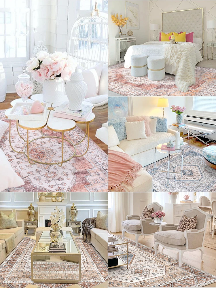 Bohemian American Style Carpets Living Room Girl Room Modern Pink Rugs Home Thicken Sofa Carpet Home Decor Europe Persian Rug